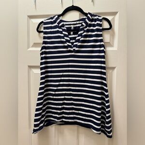 Passports striped Tunic Blouse Sleeveless Top V Neck